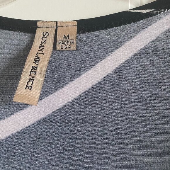 SUSAN LAWRENCE SLIMMING Black and White Geometrical Pattern Top M - Picture 3 of 3